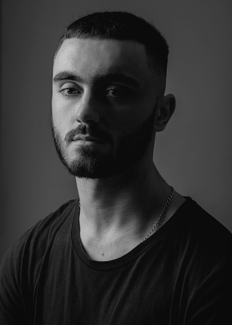 actor headshot in black and white, shot in studio in Coventry
